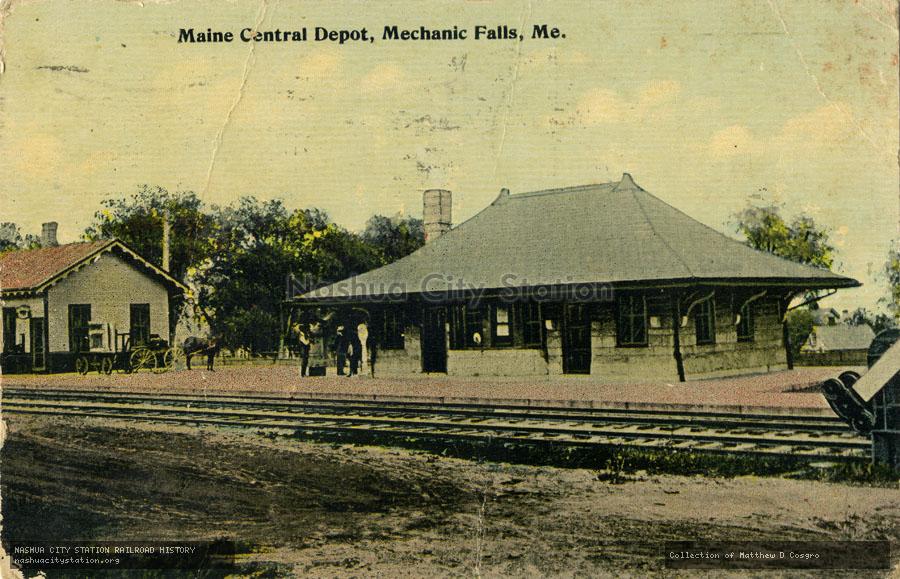 Postcard: Maine Central Depot, Mechanic Falls, Maine